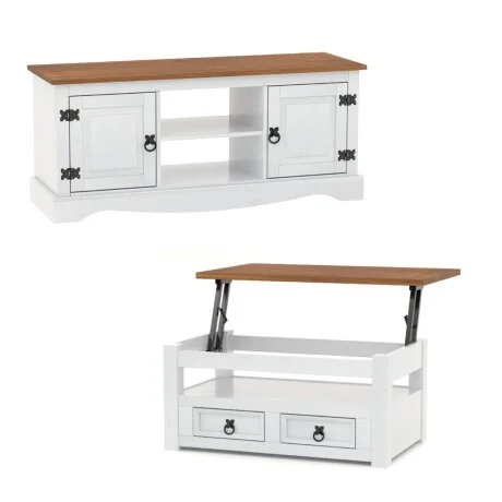 Promo Rack de Tv + Mesa Ratona Articulada Linea Naturale - Blanco/Roble en Multicolor - Muebles para TV, Uruguay | La Cueva Muebles, vista 8