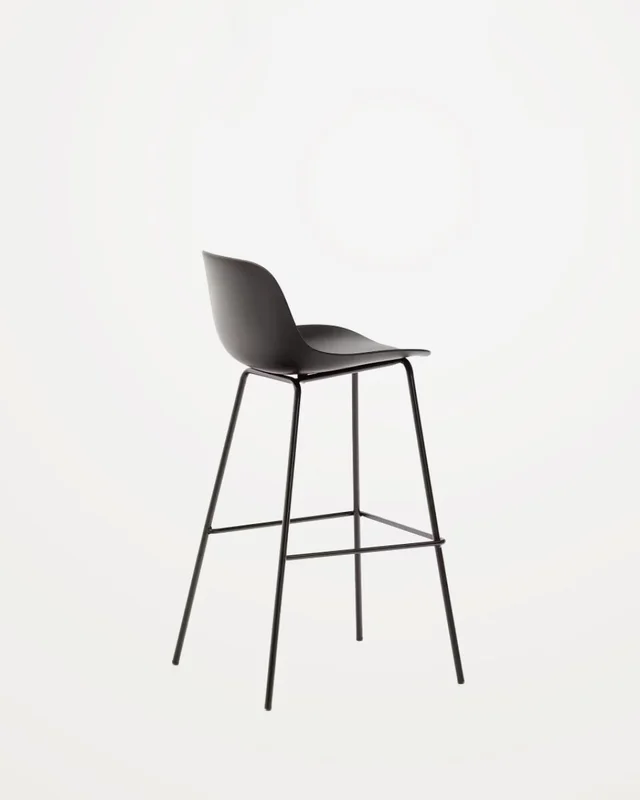 Taburete Altea y patas de acero con acabado - negro 75 cm en Beige - Butacas, banquetas y puffs, Uruguay | Kavehome, vista 6