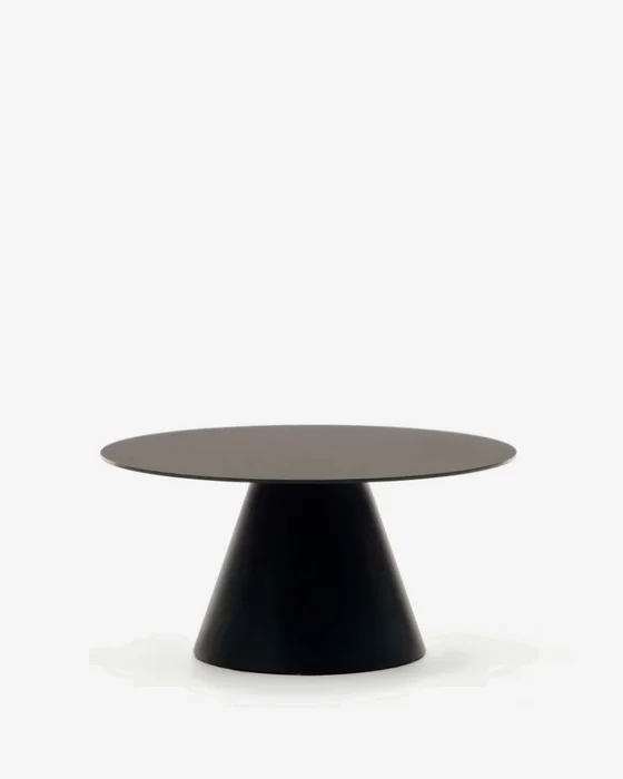 Mesa de centro Wilshire de cristal templado y metal con acabado pintado negro mate Ø 80 cm en Negro - Mesas de living, Uruguay | Kavehome