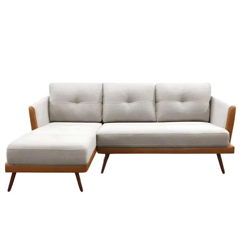Sofá Con Chaise - Triunfo - 3 Cuerpos Marrón y beige - Chaise Izquierdo en Beige, Marrón - Sillones y sofás, Uruguay | Rústico Hogar