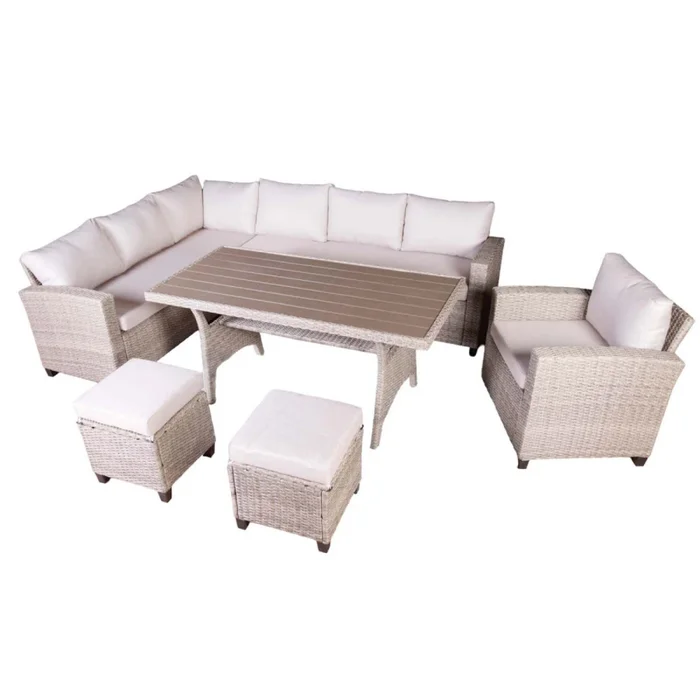 Set De Comedor Exterior Rattan-sintetico Natural-beige Hawai en Madera natural - Muebles para el exterior, Uruguay | Divino, vista 2
