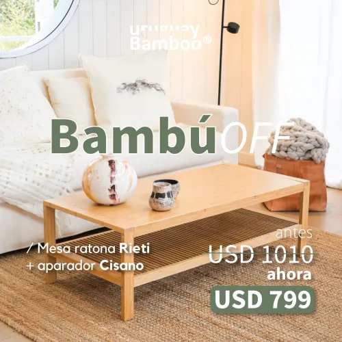 Mesa ratona Rieti + Aparador Cisano en Madera natural - Muebles, Uruguay | Uruguay Bamboo