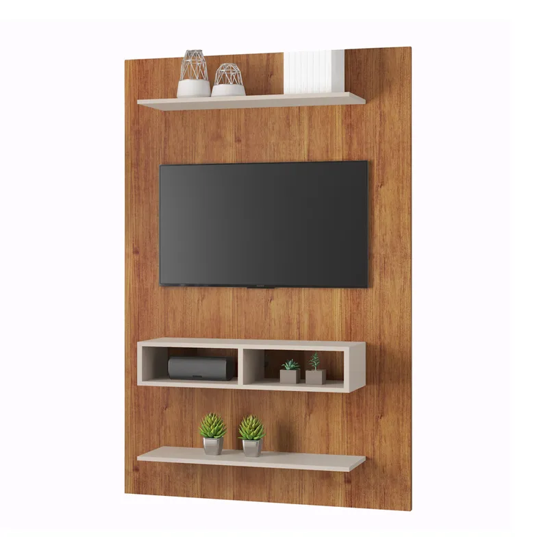 Panel Rack Tv Led Modular Living Sala Dormitorio Byte Miel Off White en Marrón - Sillones y sofás, Uruguay | Soy Hogar