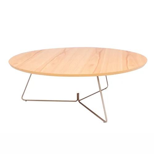 MESA CENTRO REDONDA - LACA GRAFITO - TAPA CINAMOMO en Madera natural - Mesas de living, Uruguay | Champagne Home