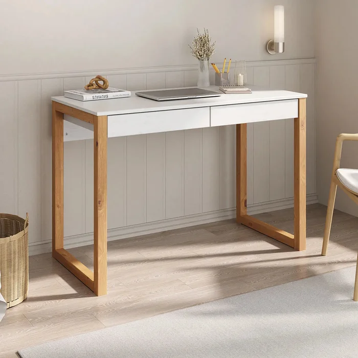 Escritorio 110cm Nara 2 Cajones - Madera Maciza en Madera natural - Escritorios, Uruguay | Balton, vista 13