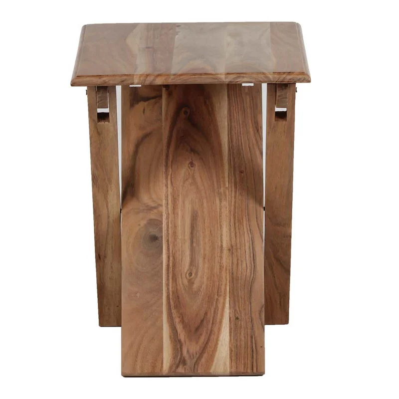 Mesa Auxiliar Madera Marron Plegable Castaño en Marrón - Mesas de living, Uruguay | Divino, vista 4