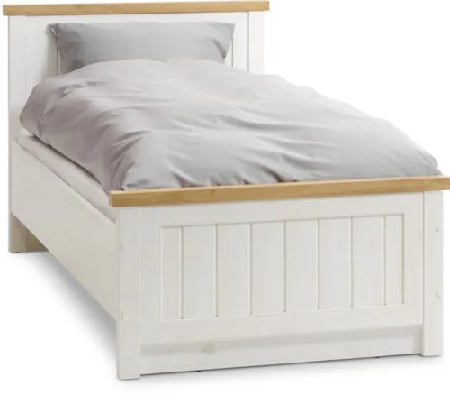 Estructura cama MARKSKEL 1 Plaza 90x190 blanco / roble natural - Dormitorio, Uruguay | JYSK
