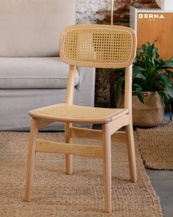 Silla Kira Madera de Caucho/Rattan Natural en Madera natural - Sillas, Uruguay | Berna home, vista 2
