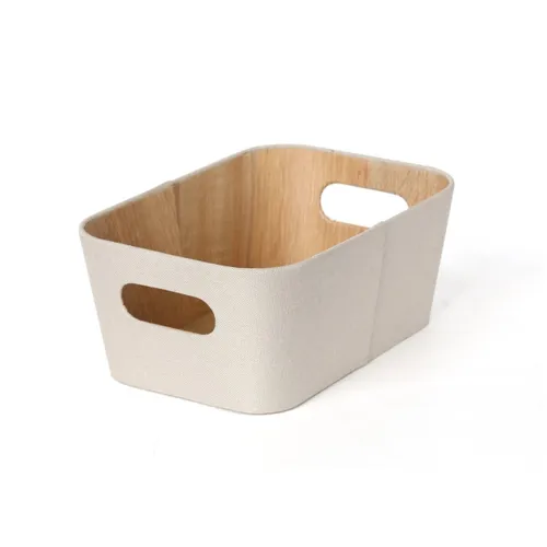 ORGANIZADOR CON ASAS 26X18X11CM EXT TELA CREMA en Beige - Canastos, Uruguay | Decohogar