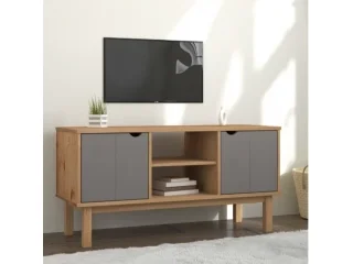 Rack TV 2 P Mel/Gris Linea Nordica en Madera Maciza en Madera natural - Muebles para TV, Uruguay | Que Sal Muebleria, vista 3