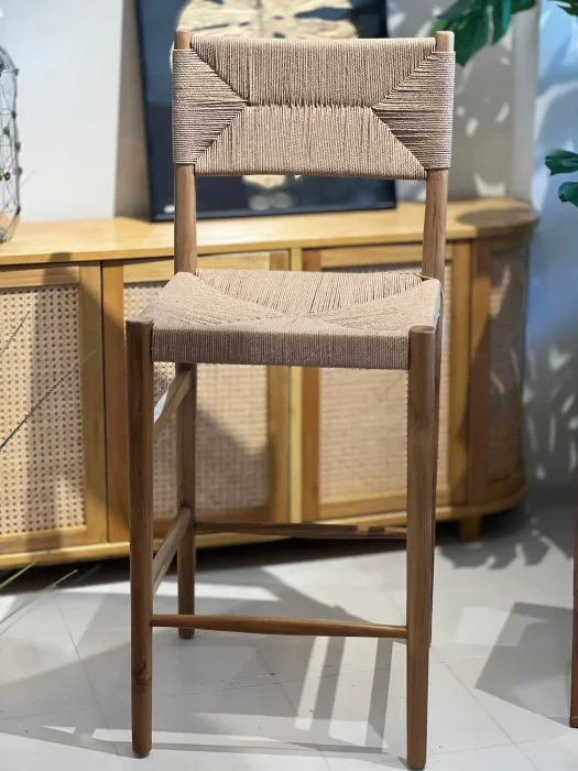 Silla de bar teca y kraft en Madera natural - Butacas, banquetas y puffs, Uruguay | FMB