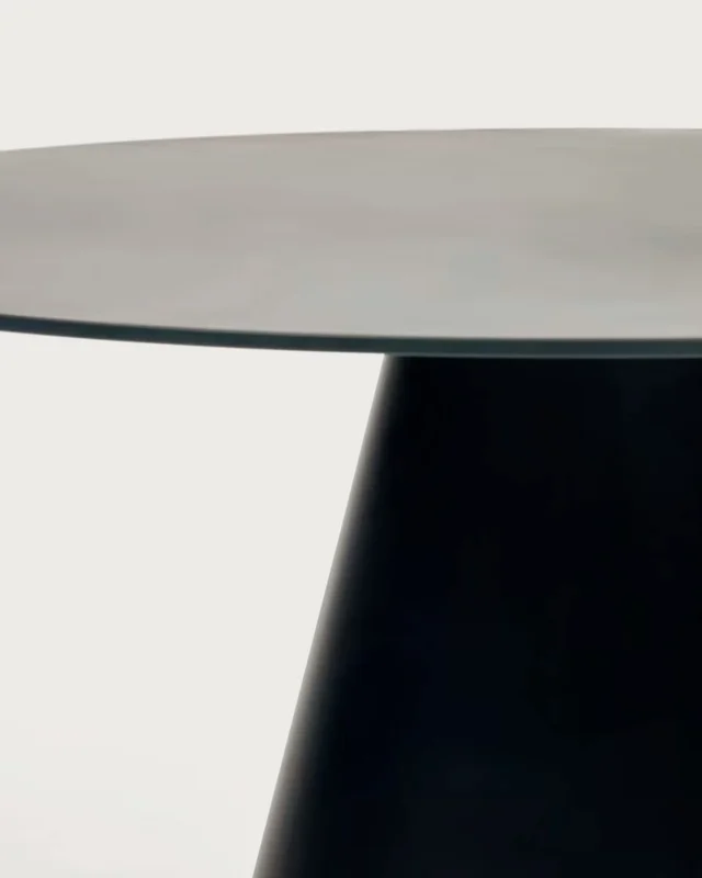 Mesa Wilshire de cristal templado y metal con acabado pintado negro Ø 120 cm en Negro - Mesas de comedor, Uruguay | Kavehome, vista 3