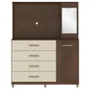 Comoda Cajonera Rack TV de 4 cajones 1 puerta 1 Botiquín con Espejo y Estantes para Dormitorio o Living - FE - R/Champan en Multicolor - Cómodas, Uruguay | Mulata, vista 5 de 5