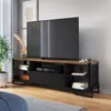 RACK TIPO INDUSTRIAL 183X57X40 1 CAJON NEGRO C/ TAPA MIEL en Multicolor - Muebles para TV, Uruguay | Champagne Home, vista 2 de 3