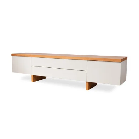 Rack Sud - Off White y Natural en Blanco - Muebles para TV, Uruguay | Nyr