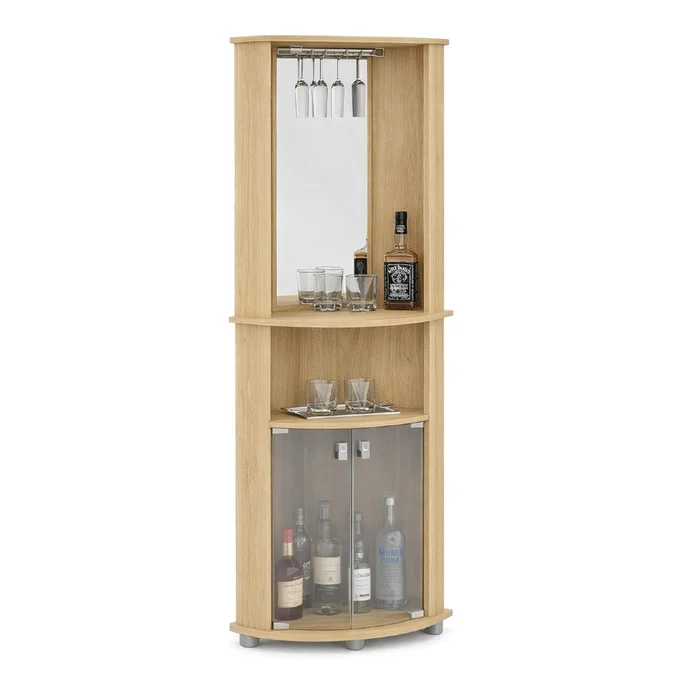 Bar Esquinero Mueble Living Con Espejo Ba2008 en Madera natural - Aparadores y recibidores, Uruguay | Soy Hogar