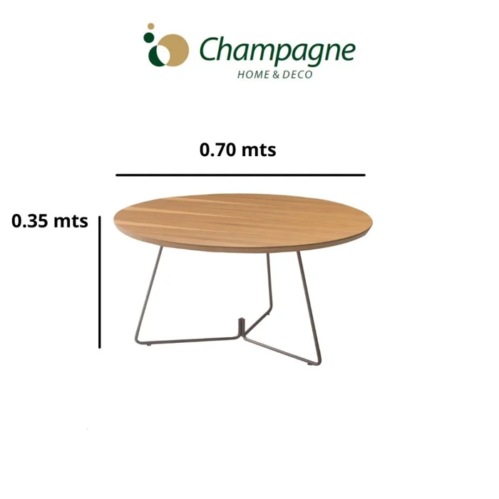 MESA CENTRO REDONDA - MADERA CINAMOMO - PATAS GRAFITO en Madera natural - Mesas de living, Uruguay | Champagne Home, vista 2