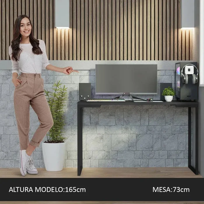 Mesa de escritorio Industrial Madera y Hierro 120cm en Negro - Escritorios, Uruguay | Balton, vista 4