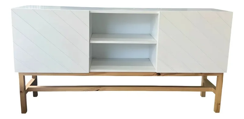 Rack para tv laca blanca - PRODUCTO CON DETALLES EN LA MADERA - en Blanco - Muebles para TV, Uruguay | Champagne Home, vista 3