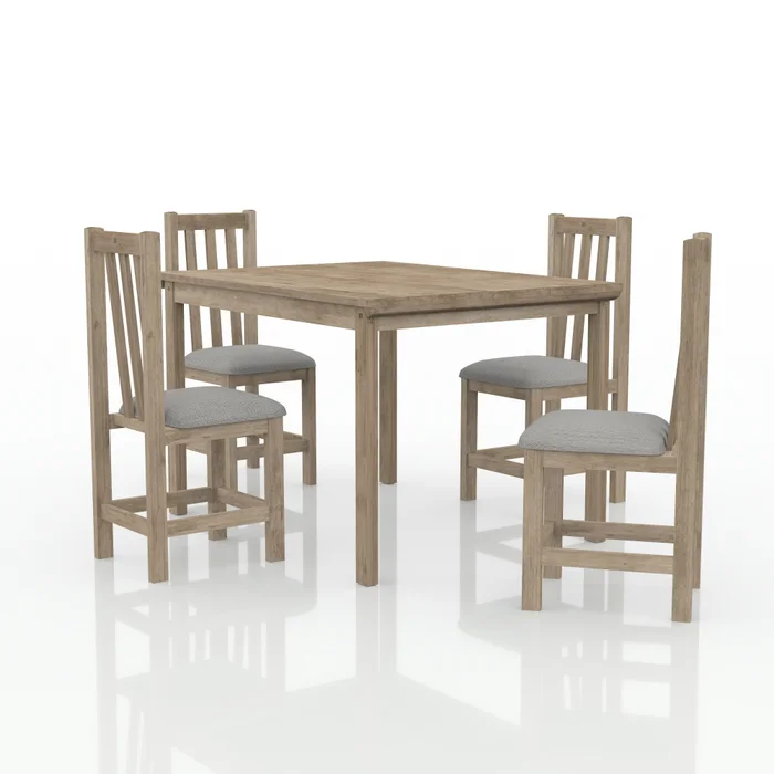 MH- JUEGO DE COMEDOR ITALIA 4 SILLAS EUCALIPTO RUSTICO en Madera natural - Mesas de comedor, Uruguay | Alfa Ventas, vista 2