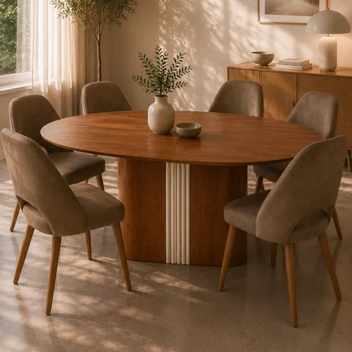 Combo de comedor Veda + 6 Sillas Kora en Marrón - Mesas de comedor, Uruguay | Casa Brava