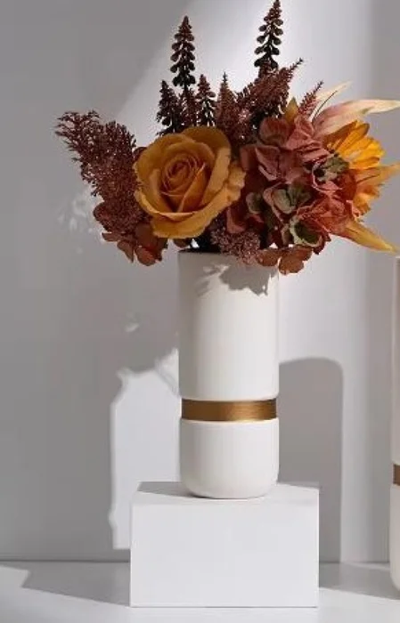 FLORERO CERAMICA CRUDA C/ LINEA DORADA en Dorado - Jarrones, Uruguay | Champagne Home, vista 2