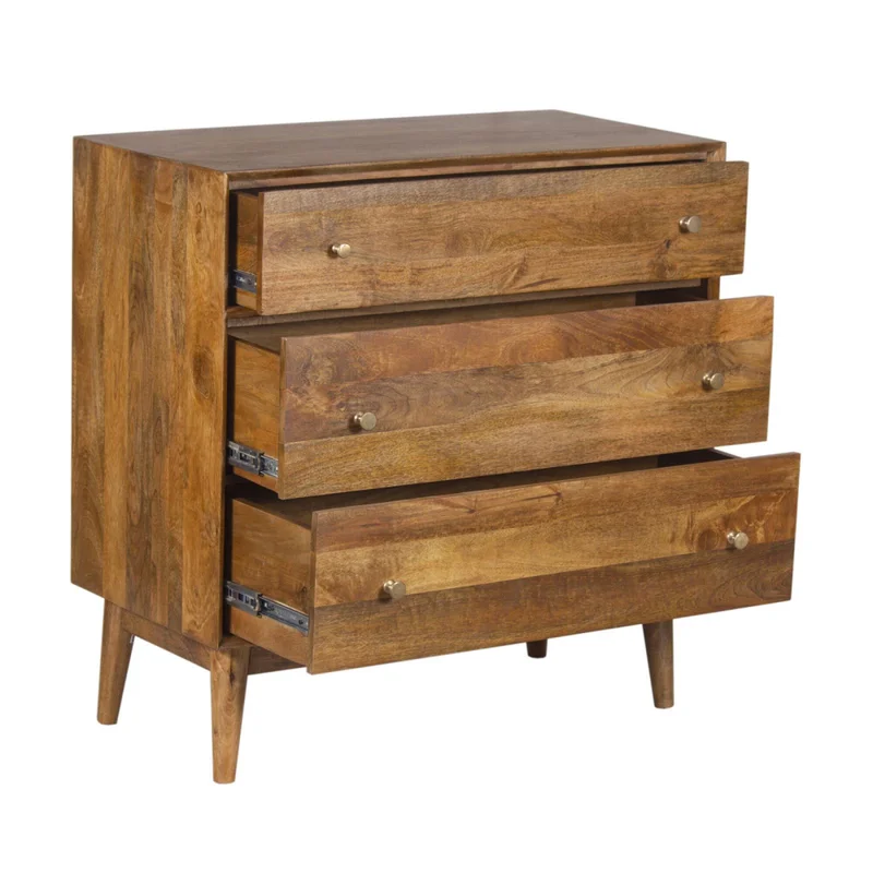 Comoda 3 Cajones Madera-de-mango Marron Parker en Marrón - Cómodas, Uruguay | Divino, vista 3