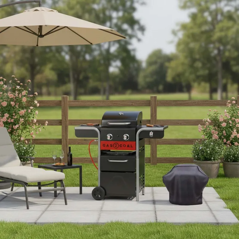Barbacoa Hibrida Acero-inoxidable + Funda Regalo en Negro - Exterior, Uruguay | Divino