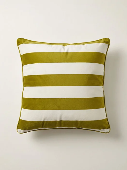 Almohadón Terciopelo Suave Rayas en Amarillo - Textiles, Uruguay | Cabana