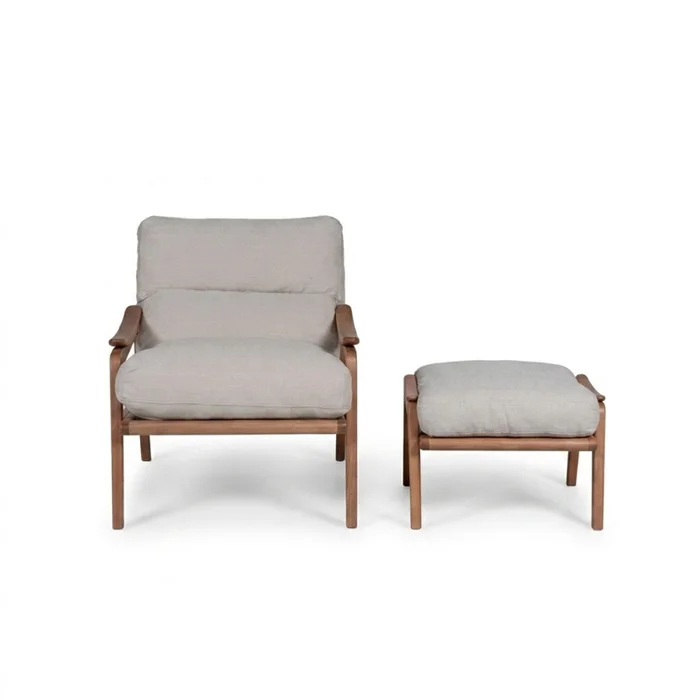 Butaca con Puff Brazia - Tela Rústica - 218-G2 (Cruda) en Beige - Butacas, banquetas y puffs, Uruguay | NYR, vista 2
