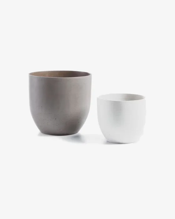 Set Lula de 2 maceteros Ø 22 cm / Ø 16 cm en Blanco, Gris - Muebles para el exterior, Uruguay | Kavehome