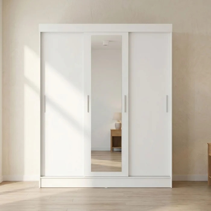 Ropero 3 Puertas Wardrobe - Blanco Mate en Blanco - Roperos y placares, Uruguay | Rústico Hogar