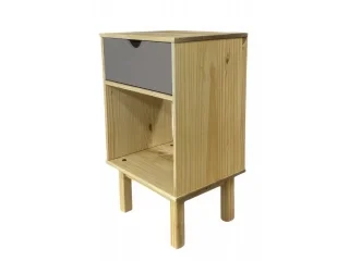 Mesa de luz 1C Mel/gris Linea Nordica en Madera Maciza en Madera natural - Mesas de luz, Uruguay | Quesal, vista 8