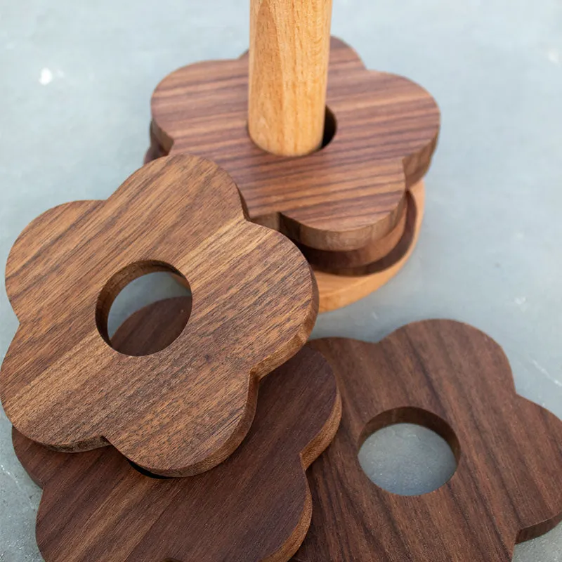SET POSAVASOS X6 MADERA FLOR en Marrón - Textiles, Uruguay | Cabana