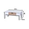 Mesa De Centro Ibiza 1 Cajon Combinada 100% Madera en Blanco - Butacas, banquetas y puffs, Uruguay | Soy Hogar, vista 3