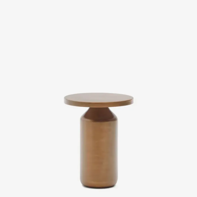Mesa auxiliar redonda Malya de metal con acabado cobre Ø 40,5 cm en Amarillo - Mesas de arrimo, Uruguay | Kavehome