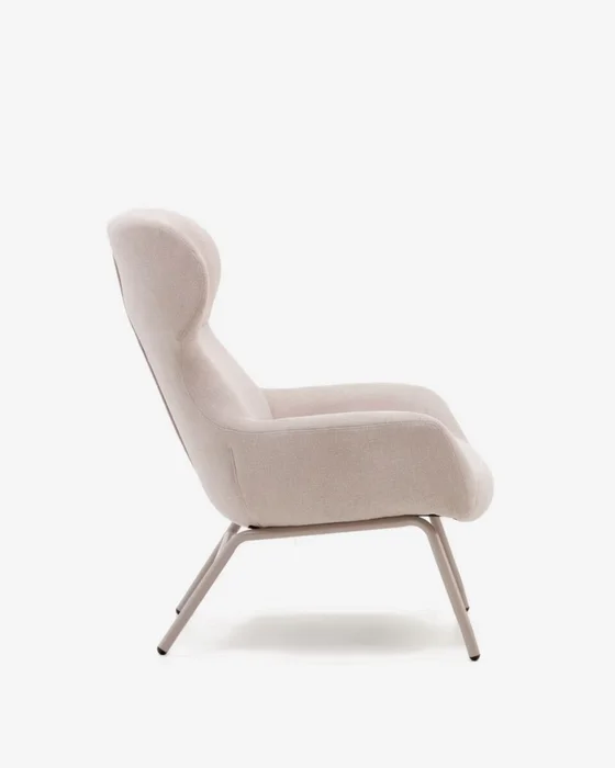 Butaca Belina - de chenilla beige y acero con acabado blanco en Beige - Butacas, banquetas y puffs, Uruguay | Kavehome, vista 7