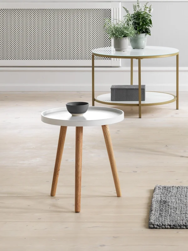 Mesa auxiliar BAKKEBJERG Ø40 blanco/natural en Blanco/natural - Mesas de arrimo, Uruguay | JYSK, vista 3