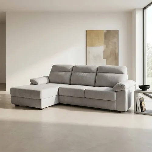 Rinconera Owen - Tela Microfibra - Chaise izquierdo - 12073 (Greige) en Beige - Sillones y sofás, Uruguay | NYR