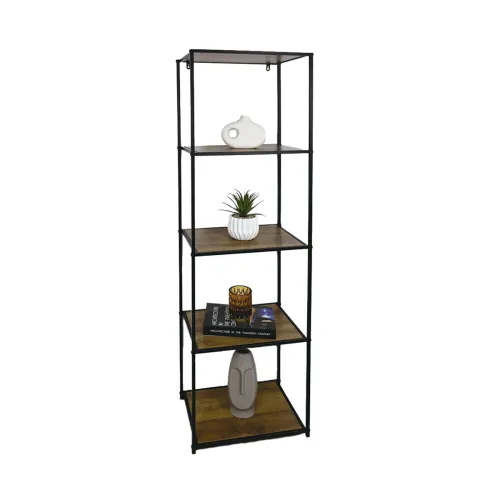 ESTANTERIA 5 NIVELES 45X30X150CM MADERA Y METAL en Negro - Bibliotecas, Uruguay | Koz