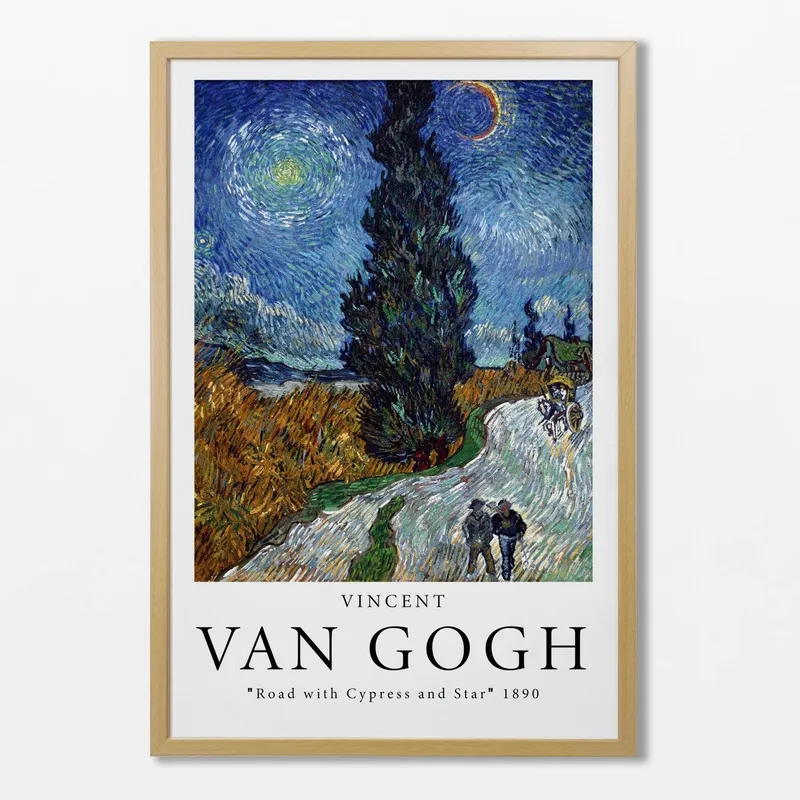 Vincent Van Gogh - Road with cypress and star en Multicolor - Láminas, Uruguay | La Cuadrería