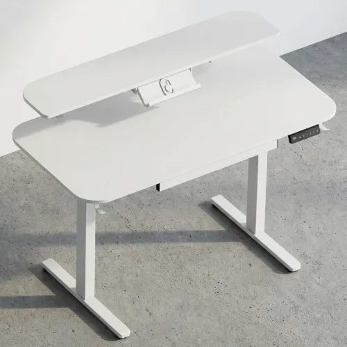 Escritorio Regulable Metal-y-mdf Blanco Aileron en Blanco - Escritorios y sillas de escritorio, Uruguay | Divino