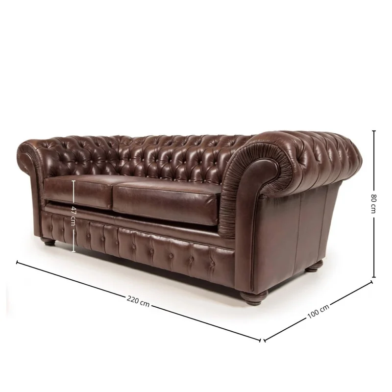 Sofá Chesterfield Divo - Cuero Natural - 2,5 cuerpos - A fabricar en Marrón - Sillones y sofás, Uruguay | Nyr, vista 6
