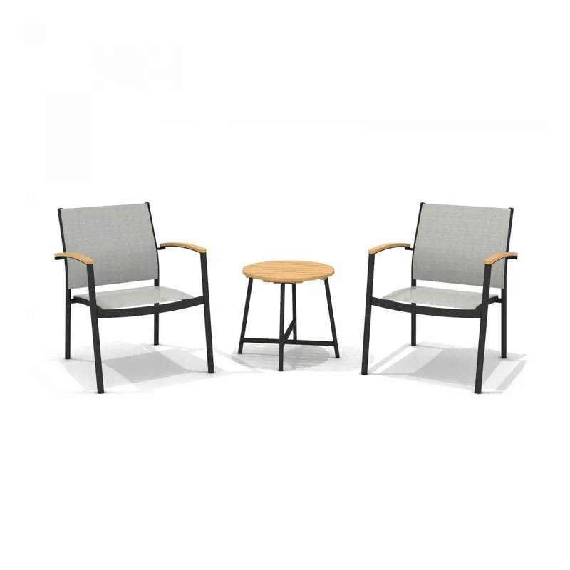 Conjunto de Jardín 2 sillas mas mesa - Copenhague en Gris, Marrón - Muebles para el exterior, Uruguay | Rústico Hogar