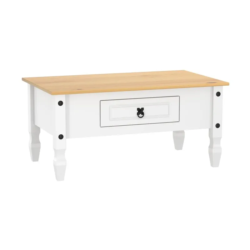 Mesa De Centro Linea Mexicana 1 Cajon Living Comedor E1636 en Blanco - Mesas de living, Uruguay | Lais Muebles