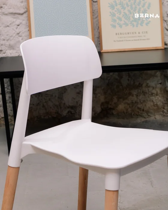 Silla Belloch Polipropileno/Madera - Blanco en Blanco - Butacas, banquetas y puffs, Uruguay | Berna home, vista 3