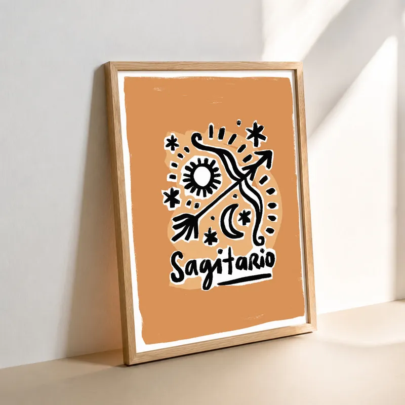 Sagitario - Cuadro Signo del Zodíaco en Naranja - Láminas, Uruguay | Kiosko de Mar