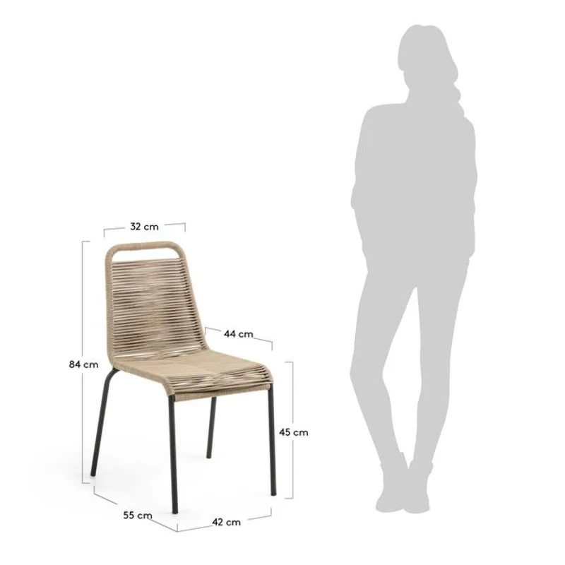 Silla Lambton de cuerda - marrón y acero con acabado negro en Negro - Sillas, Uruguay | Kavehome, vista 8