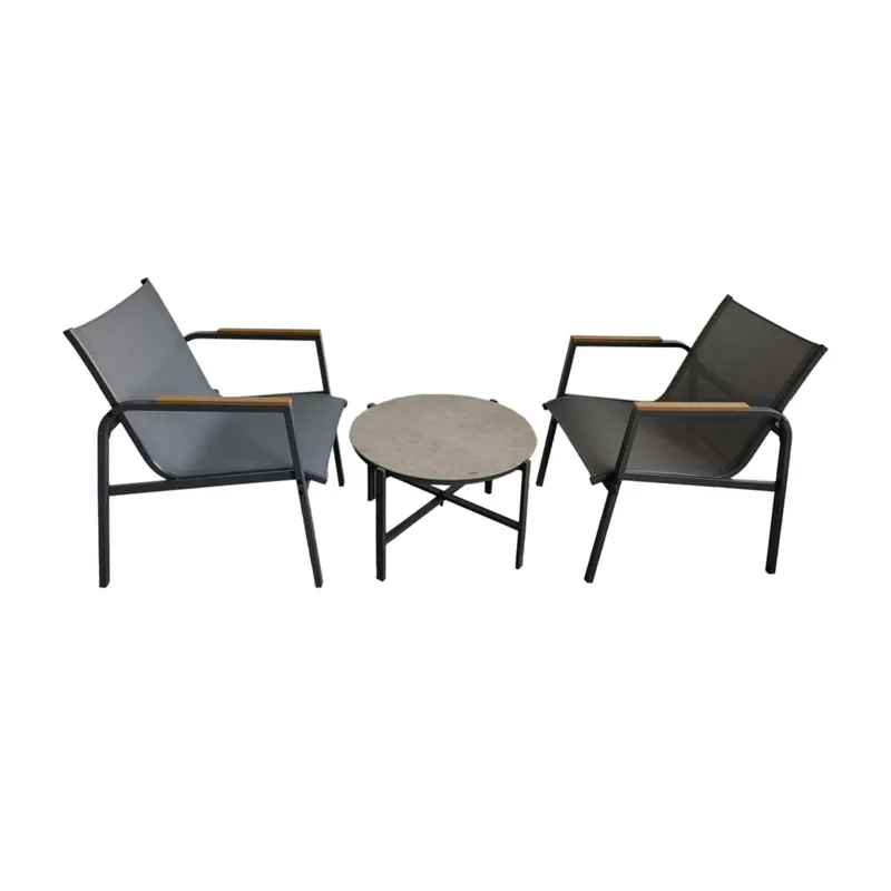 Set De Terraza Acero-y-textilina Gris Valencia en Gris - Muebles para el exterior, Uruguay | Divino