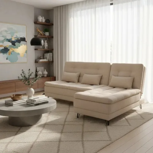 Sillón Cama con Chaise Izquierdo y derecho - Vértice - Beige - Sillones y sofás, Uruguay | Ecowood